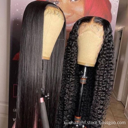 China Natural Color Long Swiss Lace Straight Hair Wig For Black Women 100% Raw Indian Human Hair Lace Front Wig